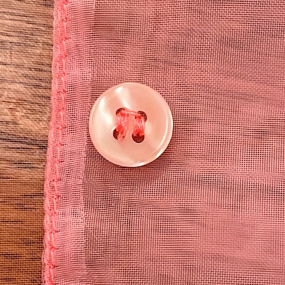 pink mesh button up short sleeve top - Picture 2 of 4